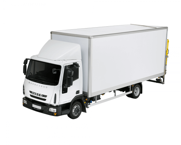 White 12-tonne box rigid truck