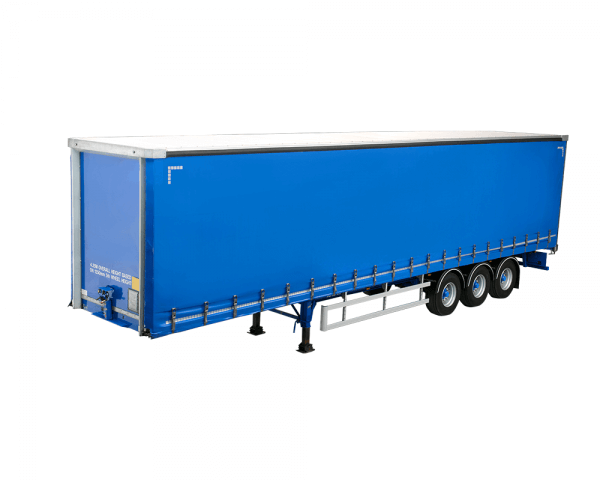 Blue curtainside trailer